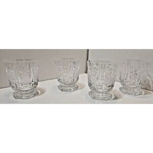 Vtg Bohemian Traunkristall Belvedere Cut Crystal Glasses Set of 4 3.75" Tall